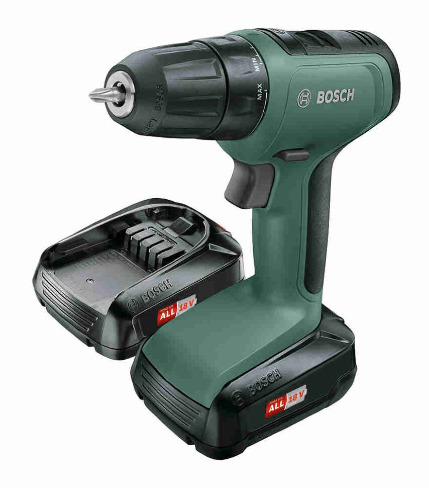 Аккумуляторная дрель-шуруповерт BOSCH UniversalDrill 18 1.5Ач х2 коробка 30 Н·м