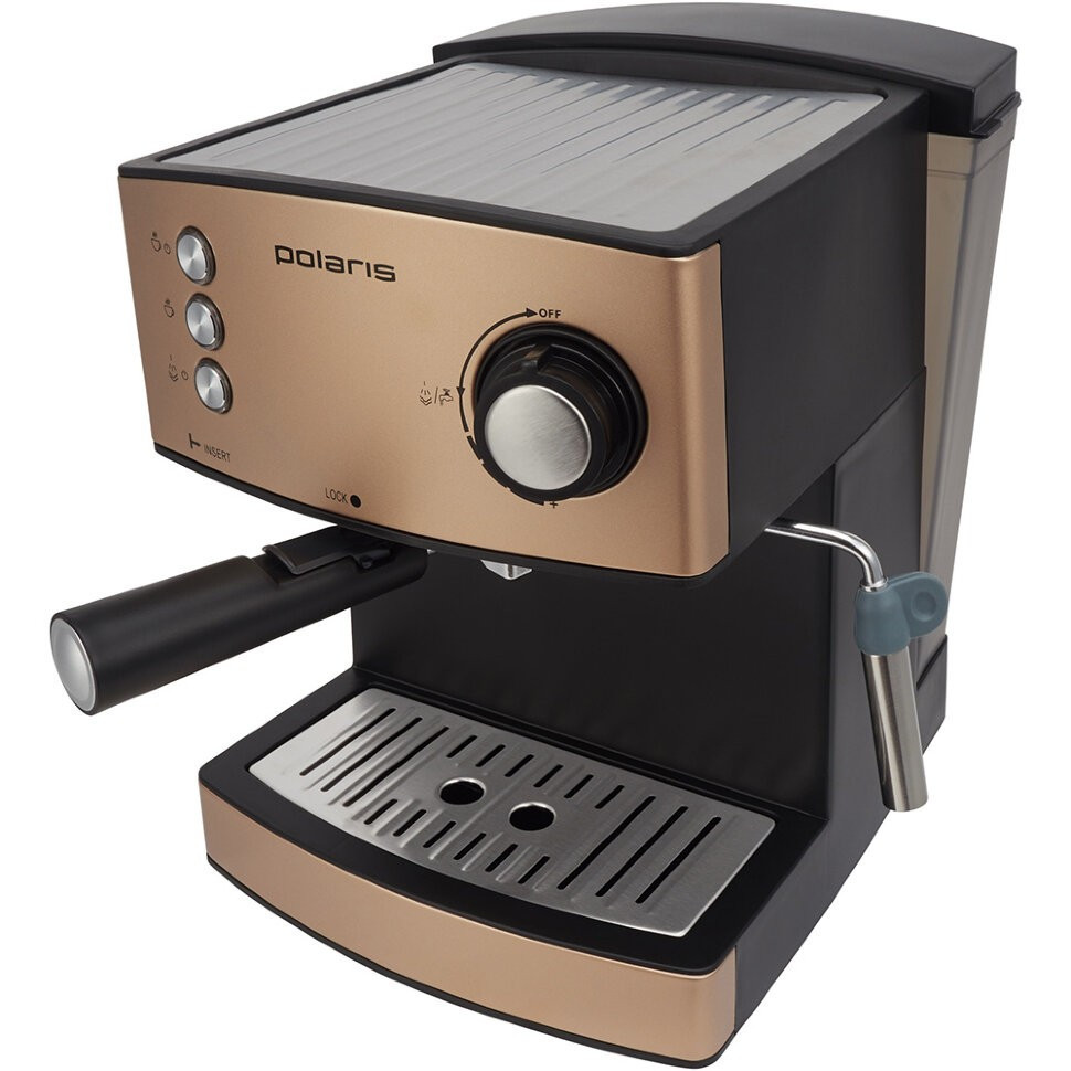 Кофеварка рожковая Polaris PCM 1527E Adore Crema, бежевый/черный