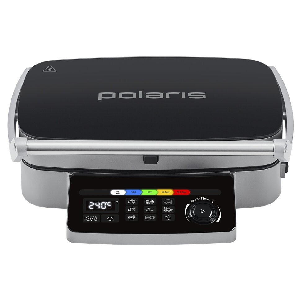 Гриль Polaris PGP 3002DP Optimal Temp, серебристый/черный