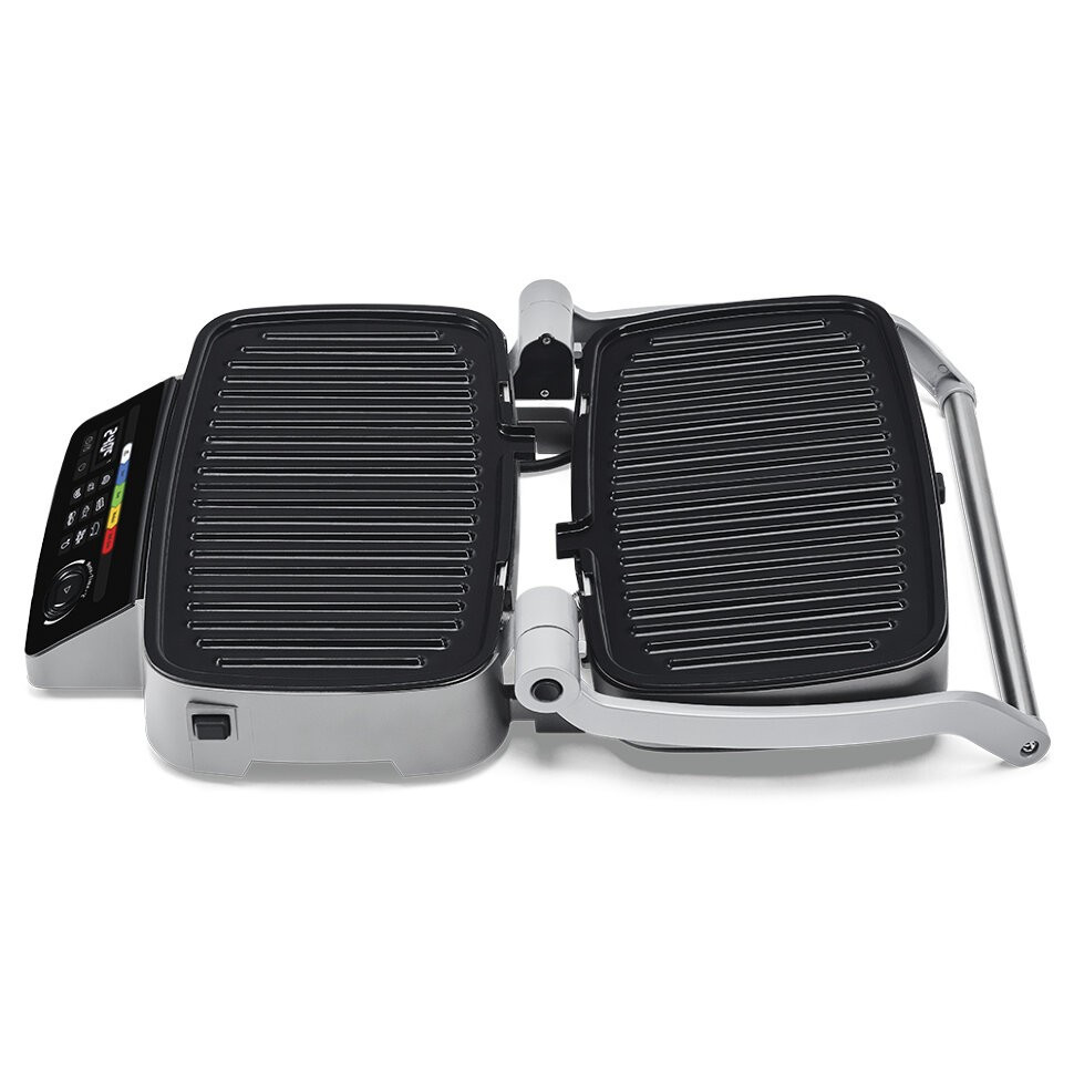 Гриль Polaris PGP 3002DP Optimal Temp, серебристый/черный